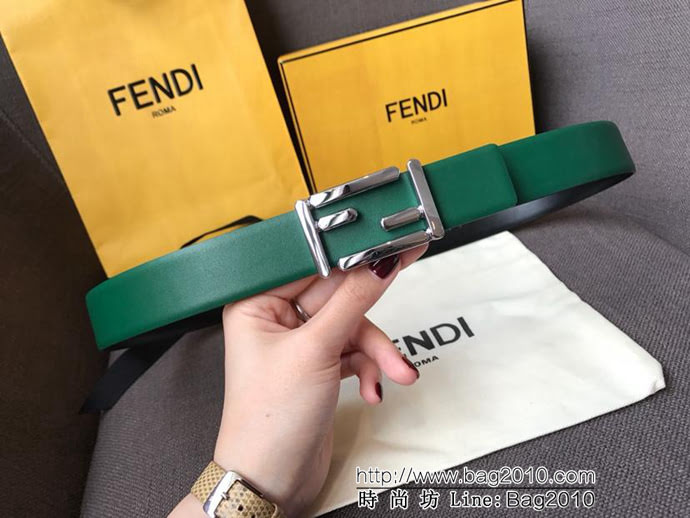 FENDI芬迪 實物拍攝 最新爆款 柔軟小牛皮皮帶 雙F標誌 BAGUETTE系列 時尚百搭款女款皮帶  xfp1302